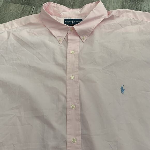 Ralph Lauren Shirt Mens 4XLT Big Tall Pink Short Sleeve Classic Fit Button Up - Picture 3 of 7